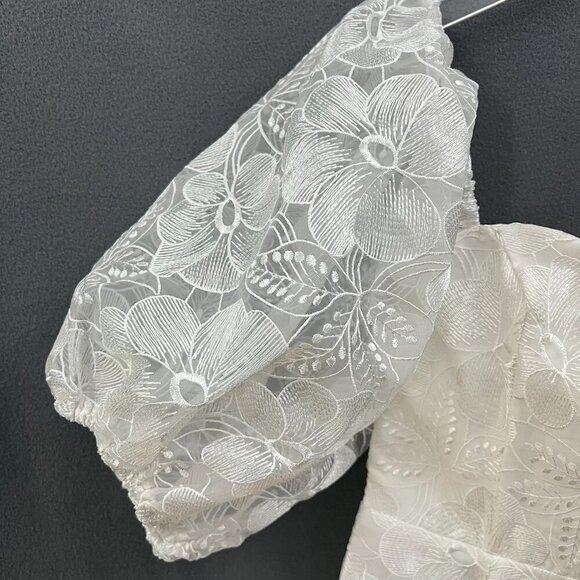 NWT Sage & Paige Mini Dress Womens XL White Lace Clarissa Puff Sleeves Babydoll - Picture 5 of 16